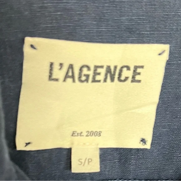 L’AGENCE Celine Slim Femme Jacket Marine Navy Blue Linen Casual Women’s Small - Picture 8 of 12